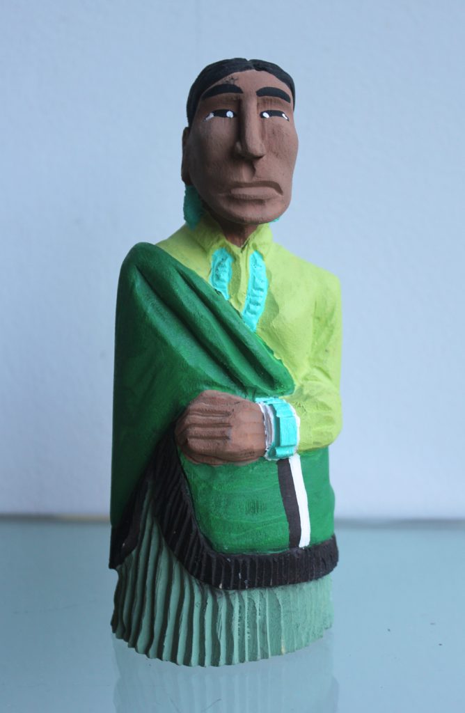 Carved Wooden Navajo Figure in Green